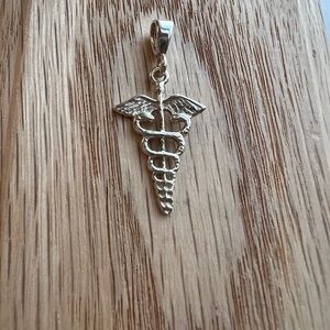 Vintage Caduceus Pendant Sterling Silver NOS Medical Symbol